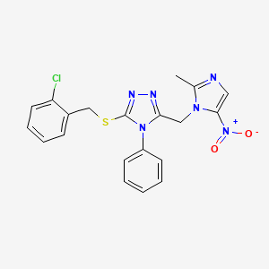 molecular formula C20H17ClN6O2S B4318963 3-[(2-chlorobenzyl)thio]-5-[(2-methyl-5-nitro-1H-imidazol-1-yl)methyl]-4-phenyl-4H-1,2,4-triazole 