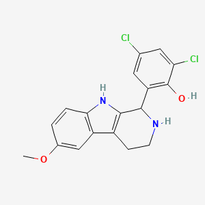 molecular formula C18H16Cl2N2O2 B4319030 2,4-dichloro-6-(6-methoxy-2,3,4,9-tetrahydro-1H-beta-carbolin-1-yl)phenol 