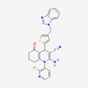 molecular formula C27H21ClN6OS B4319081 2-amino-4-[4-(1H-benzimidazol-1-ylmethyl)-2-thienyl]-1-(2-chloropyridin-3-yl)-5-oxo-1,4,5,6,7,8-hexahydroquinoline-3-carbonitrile 