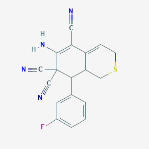 6-amino-8-(3-fluorophenyl)-8,8a-dihydro-1H-isothiochromene-5,7,7(3H)-tricarbonitrile