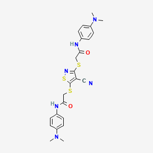 molecular formula C24H26N6O2S3 B4319111 2,2'-[(4-cyanoisothiazole-3,5-diyl)bis(thio)]bis{N-[4-(dimethylamino)phenyl]acetamide} 