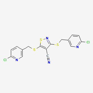 molecular formula C16H10Cl2N4S3 B4319117 3,5-bis{[(6-chloropyridin-3-yl)methyl]thio}isothiazole-4-carbonitrile 