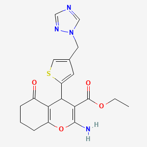 ethyl 2-amino-5-oxo-4-[4-(1H-1,2,4-triazol-1-ylmethyl)-2-thienyl]-5,6,7,8-tetrahydro-4H-chromene-3-carboxylate