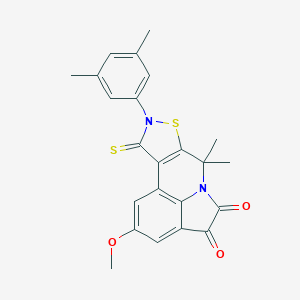 B431915 9-(3,5-dimethylphenyl)-2-methoxy-7,7-dimethyl-10-thioxo-9,10-dihydro-7H-isothiazolo[5,4-c]pyrrolo[3,2,1-ij]quinoline-4,5-dione CAS No. 524056-27-7