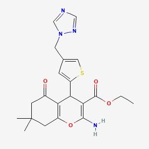 molecular formula C21H24N4O4S B4319153 ethyl 2-amino-7,7-dimethyl-5-oxo-4-[4-(1H-1,2,4-triazol-1-ylmethyl)-2-thienyl]-5,6,7,8-tetrahydro-4H-chromene-3-carboxylate 