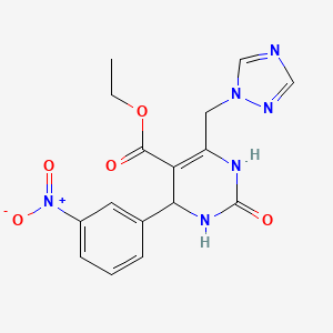 molecular formula C16H16N6O5 B4319161 ethyl 4-(3-nitrophenyl)-2-oxo-6-(1H-1,2,4-triazol-1-ylmethyl)-1,2,3,4-tetrahydropyrimidine-5-carboxylate 