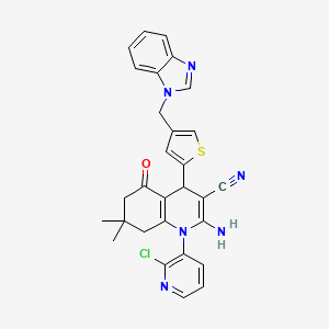 molecular formula C29H25ClN6OS B4319164 2-amino-4-[4-(1H-benzimidazol-1-ylmethyl)-2-thienyl]-1-(2-chloropyridin-3-yl)-7,7-dimethyl-5-oxo-1,4,5,6,7,8-hexahydroquinoline-3-carbonitrile 