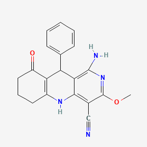 molecular formula C20H18N4O2 B4319196 1-amino-3-methoxy-9-oxo-10-phenyl-5,6,7,8,9,10-hexahydrobenzo[b]-1,6-naphthyridine-4-carbonitrile 