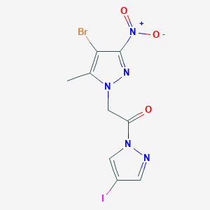 molecular formula C9H7BrIN5O3 B4319225 4-bromo-1-[2-(4-iodo-1H-pyrazol-1-yl)-2-oxoethyl]-5-methyl-3-nitro-1H-pyrazole 