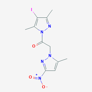 molecular formula C11H12IN5O3 B4319227 4-iodo-3,5-dimethyl-1-[(5-methyl-3-nitro-1H-pyrazol-1-yl)acetyl]-1H-pyrazole 