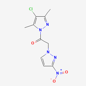 molecular formula C10H10ClN5O3 B4319230 4-chloro-3,5-dimethyl-1-[(3-nitro-1H-pyrazol-1-yl)acetyl]-1H-pyrazole 