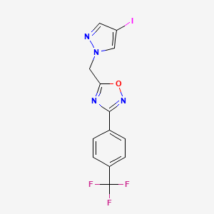 molecular formula C13H8F3IN4O B4319259 5-[(4-iodo-1H-pyrazol-1-yl)methyl]-3-[4-(trifluoromethyl)phenyl]-1,2,4-oxadiazole 