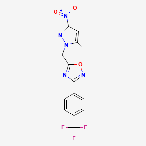 molecular formula C14H10F3N5O3 B4319260 5-[(5-methyl-3-nitro-1H-pyrazol-1-yl)methyl]-3-[4-(trifluoromethyl)phenyl]-1,2,4-oxadiazole 