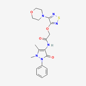 molecular formula C19H22N6O4S B4319261 N-(1,5-dimethyl-3-oxo-2-phenyl-2,3-dihydro-1H-pyrazol-4-yl)-2-[(4-morpholin-4-yl-1,2,5-thiadiazol-3-yl)oxy]acetamide 