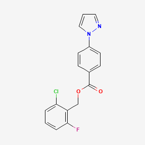 molecular formula C17H12ClFN2O2 B4319288 2-chloro-6-fluorobenzyl 4-(1H-pyrazol-1-yl)benzoate 