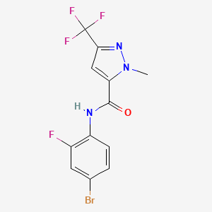 molecular formula C12H8BrF4N3O B4319343 N-(4-bromo-2-fluorophenyl)-1-methyl-3-(trifluoromethyl)-1H-pyrazole-5-carboxamide 