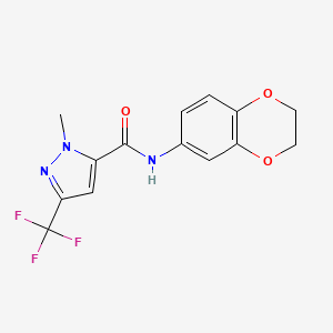 molecular formula C14H12F3N3O3 B4319351 N-(2,3-dihydro-1,4-benzodioxin-6-yl)-1-methyl-3-(trifluoromethyl)-1H-pyrazole-5-carboxamide 