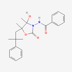 molecular formula C22H26N2O4 B4319383 N-[4-hydroxy-4,5-dimethyl-5-(2-methyl-2-phenylpropyl)-2-oxo-1,3-oxazolidin-3-yl]benzamide 