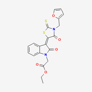 molecular formula C20H16N2O5S2 B4319445 ethyl {3-[3-(2-furylmethyl)-4-oxo-2-thioxo-1,3-thiazolidin-5-ylidene]-2-oxo-2,3-dihydro-1H-indol-1-yl}acetate 