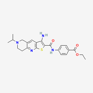 molecular formula C23H26N4O3S B4319466 ethyl 4-{[(3-amino-6-isopropyl-5,6,7,8-tetrahydrothieno[2,3-b]-1,6-naphthyridin-2-yl)carbonyl]amino}benzoate 