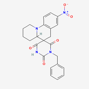 molecular formula C23H22N4O5 B4319489 1'-benzyl-8-nitro-2,3,4,4a-tetrahydro-1H,2'H,6H-spiro[pyrido[1,2-a]quinoline-5,5'-pyrimidine]-2',4',6'(1'H,3'H)-trione 