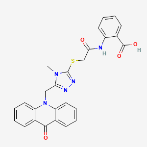 2-[2-({4-METHYL-5-[(9-OXO-9,10-DIHYDROACRIDIN-10-YL)METHYL]-4H-1,2,4-TRIAZOL-3-YL}SULFANYL)ACETAMIDO]BENZOIC ACID