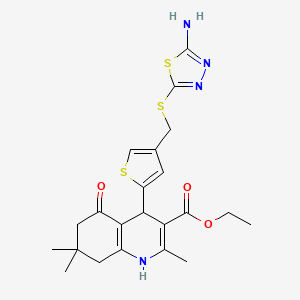 ethyl 4-(4-{[(5-amino-1,3,4-thiadiazol-2-yl)thio]methyl}-2-thienyl)-2,7,7-trimethyl-5-oxo-1,4,5,6,7,8-hexahydroquinoline-3-carboxylate