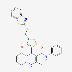 4-{4-[(1,3-benzothiazol-2-ylthio)methyl]-2-thienyl}-2-methyl-5-oxo-N-phenyl-1,4,5,6,7,8-hexahydroquinoline-3-carboxamide