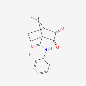 N-(2-fluorophenyl)-7,7-dimethyl-2,3-dioxobicyclo[2.2.1]heptane-1-carboxamide