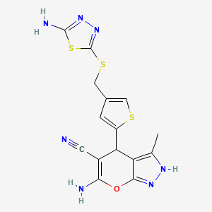 6-amino-4-(4-{[(5-amino-1,3,4-thiadiazol-2-yl)thio]methyl}-2-thienyl)-3-methyl-2,4-dihydropyrano[2,3-c]pyrazole-5-carbonitrile