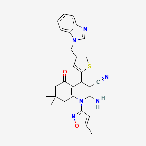 2-amino-4-[4-(1H-benzimidazol-1-ylmethyl)-2-thienyl]-7,7-dimethyl-1-(5-methylisoxazol-3-yl)-5-oxo-1,4,5,6,7,8-hexahydroquinoline-3-carbonitrile