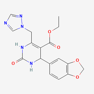 ethyl 4-(1,3-benzodioxol-5-yl)-2-oxo-6-(1H-1,2,4-triazol-1-ylmethyl)-1,2,3,4-tetrahydropyrimidine-5-carboxylate