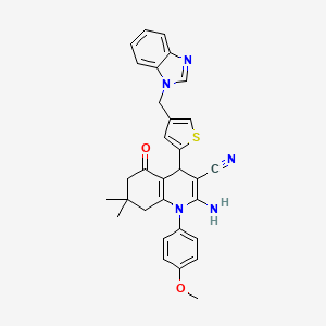 2-AMINO-4-[4-(1H-1,3-BENZIMIDAZOL-1-YLMETHYL)-2-THIENYL]-1-(4-METHOXYPHENYL)-7,7-DIMETHYL-5-OXO-1,4,5,6,7,8-HEXAHYDRO-3-QUINOLINECARBONITRILE