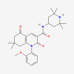 molecular formula C28H37N3O4 B4319738 1-(2-methoxyphenyl)-7,7-dimethyl-2,5-dioxo-N-(2,2,6,6-tetramethylpiperidin-4-yl)-1,2,5,6,7,8-hexahydroquinoline-3-carboxamide 