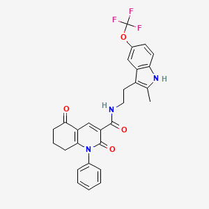 N-{2-[2-METHYL-5-(TRIFLUOROMETHOXY)-1H-INDOL-3-YL]ETHYL}-2,5-DIOXO-1-PHENYL-1,2,5,6,7,8-HEXAHYDRO-3-QUINOLINECARBOXAMIDE