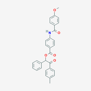 molecular formula C30H25NO5 B431983 2-(4-Methylphenyl)-2-oxo-1-phenylethyl 4-[(4-methoxybenzoyl)amino]benzoate CAS No. 524043-87-6