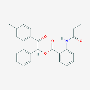 molecular formula C25H23NO4 B431993 2-(4-Methylphenyl)-2-oxo-1-phenylethyl 2-(propionylamino)benzoate CAS No. 516466-42-5