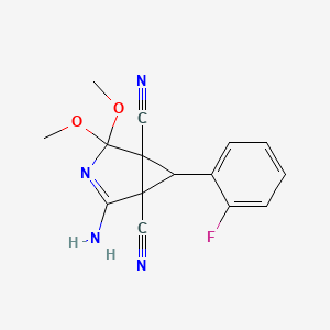 2-amino-6-(2-fluorophenyl)-4,4-dimethoxy-3-azabicyclo[3.1.0]hex-2-ene-1,5-dicarbonitrile