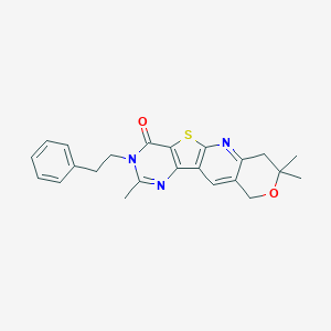 molecular formula C23H23N3O2S B431999 2,8,8-trimethyl-3-(2-phenylethyl)-7,10-dihydro-8H-pyrano[3'',4'':5',6']pyrido[3',2':4,5]thieno[3,2-d]pyrimidin-4(3H)-one CAS No. 488109-30-4