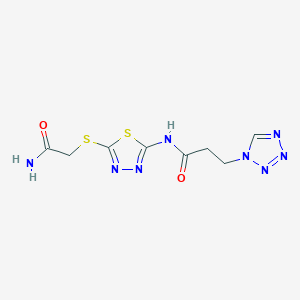 molecular formula C8H10N8O2S2 B4320021 N-{5-[(2-amino-2-oxoethyl)thio]-1,3,4-thiadiazol-2-yl}-3-(1H-tetrazol-1-yl)propanamide 