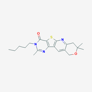 molecular formula C20H25N3O2S B432006 2,8,8-trimethyl-3-pentyl-7,10-dihydro-8H-pyrano[3'',4'':5',6']pyrido[3',2':4,5]thieno[3,2-d]pyrimidin-4(3H)-one CAS No. 488707-67-1
