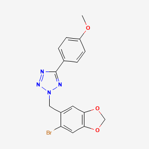 molecular formula C16H13BrN4O3 B4320065 2-[(6-BROMO-1,3-BENZODIOXOL-5-YL)METHYL]-5-(4-METHOXYPHENYL)-2H-1,2,3,4-TETRAAZOLE 