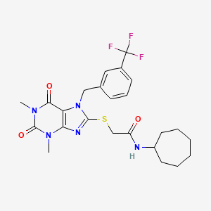 N-cycloheptyl-2-({1,3-dimethyl-2,6-dioxo-7-[3-(trifluoromethyl)benzyl]-2,3,6,7-tetrahydro-1H-purin-8-yl}sulfanyl)acetamide