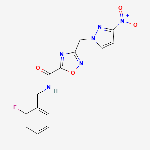 N-(2-fluorobenzyl)-3-[(3-nitro-1H-pyrazol-1-yl)methyl]-1,2,4-oxadiazole-5-carboxamide