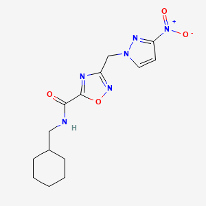 N-(cyclohexylmethyl)-3-[(3-nitro-1H-pyrazol-1-yl)methyl]-1,2,4-oxadiazole-5-carboxamide