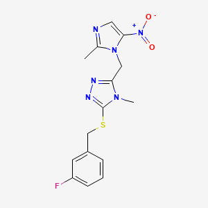 3-{[(3-FLUOROPHENYL)METHYL]SULFANYL}-4-METHYL-5-[(2-METHYL-5-NITRO-1H-IMIDAZOL-1-YL)METHYL]-4H-1,2,4-TRIAZOLE