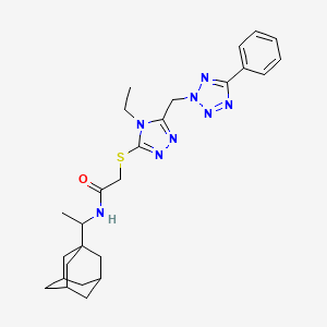 molecular formula C26H34N8OS B4320171 N-[1-(1-adamantyl)ethyl]-2-({4-ethyl-5-[(5-phenyl-2H-tetrazol-2-yl)methyl]-4H-1,2,4-triazol-3-yl}thio)acetamide 