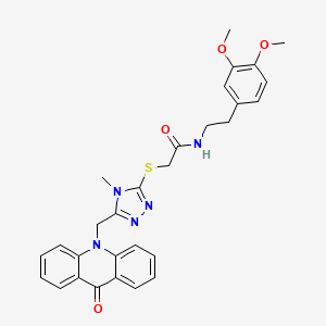 N-[2-(3,4-DIMETHOXYPHENYL)ETHYL]-2-({4-METHYL-5-[(9-OXO-10(9H)-ACRIDINYL)METHYL]-4H-1,2,4-TRIAZOL-3-YL}SULFANYL)ACETAMIDE