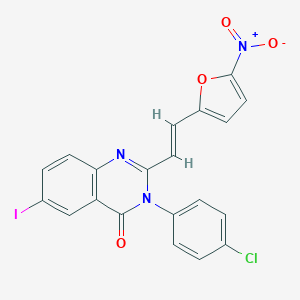 molecular formula C20H11ClIN3O4 B432019 3-(4-chlorophenyl)-2-(2-{5-nitro-2-furyl}vinyl)-6-iodo-4(3H)-quinazolinone CAS No. 664971-15-7