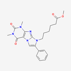 molecular formula C22H25N5O4 B4320278 methyl 6-(1,3-dimethyl-2,4-dioxo-7-phenyl-1,2,3,4-tetrahydro-8H-imidazo[2,1-f]purin-8-yl)hexanoate 